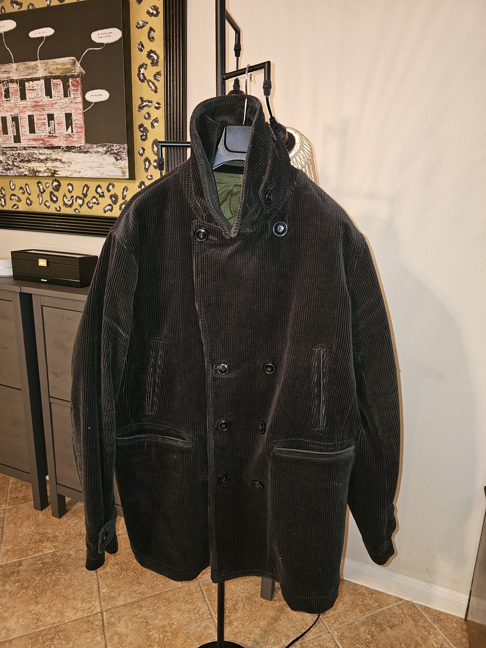 Todd Snyder Men's Dark Brown Corduroy Double-Breasted Pea Coat